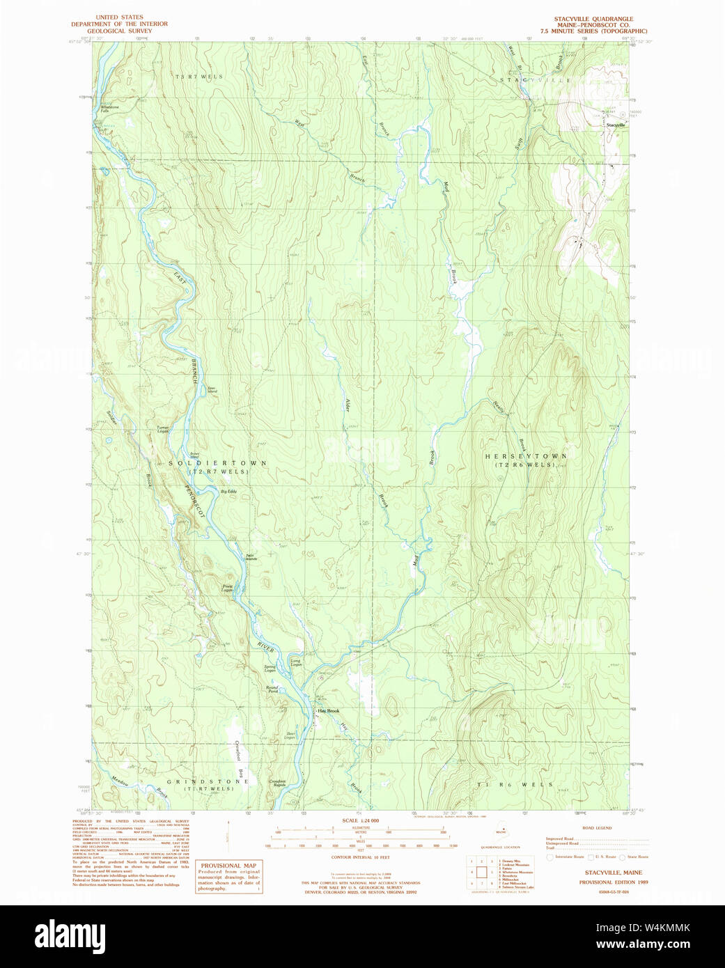 Maine USGS Historical Map Stacyville 103006 1989 24000 Restoration