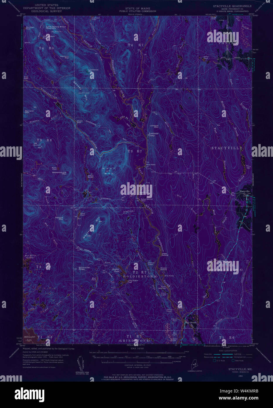 Maine USGS Historical Map Stacyville 306797 1953 62500 Inversion