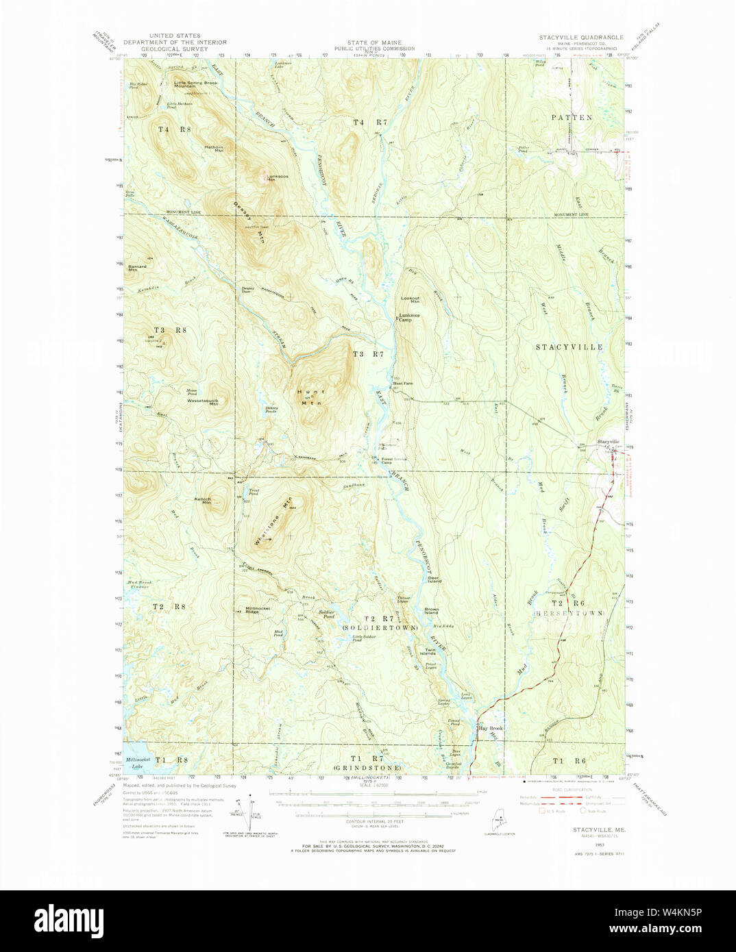 Maine USGS Historical Map Stacyville 460927 1953 62500 Restoration