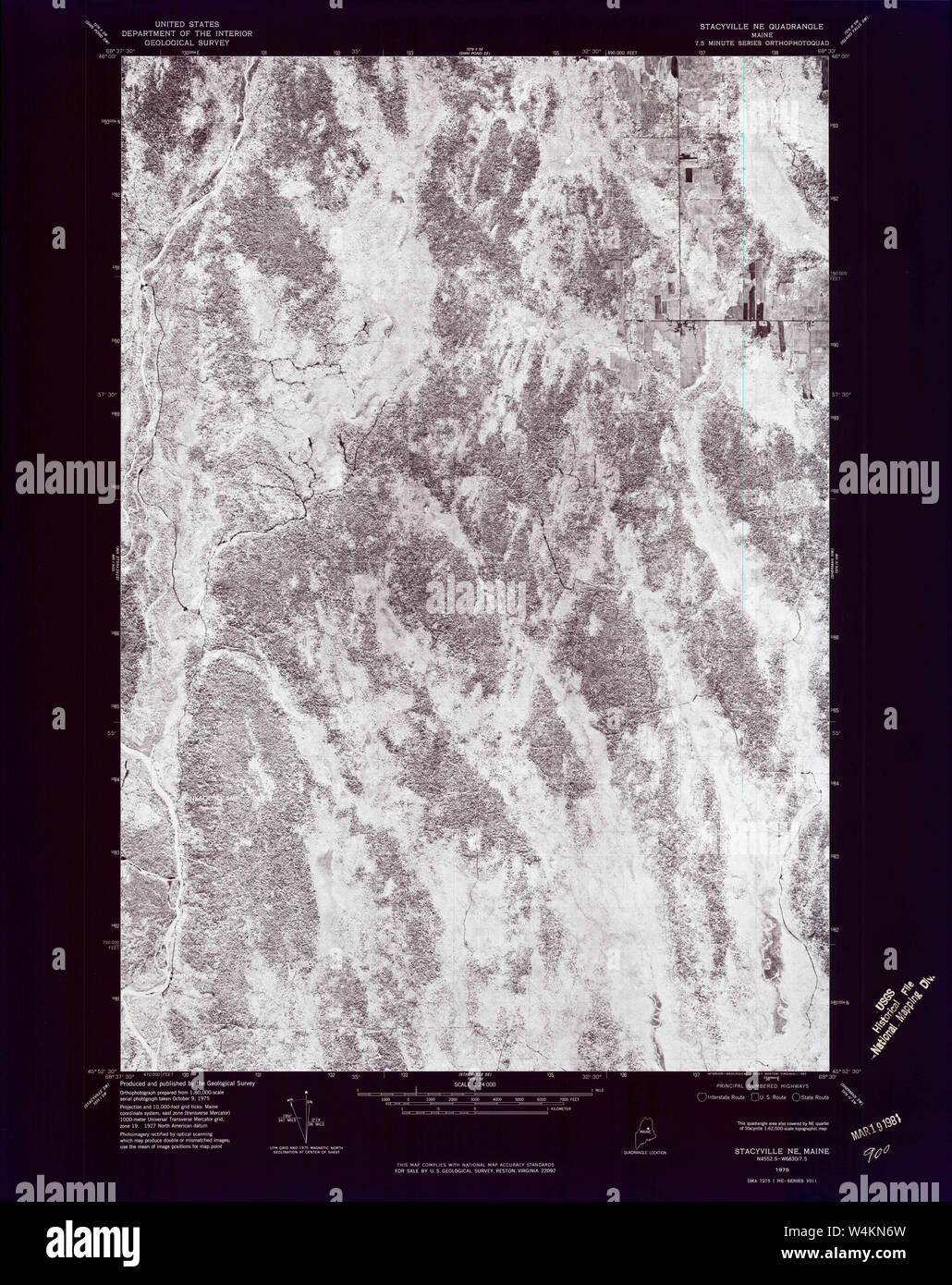 Maine USGS Historical Map Stacyville NE 807201 1975 24000 Inversion Restoration Stock Photo Alamy