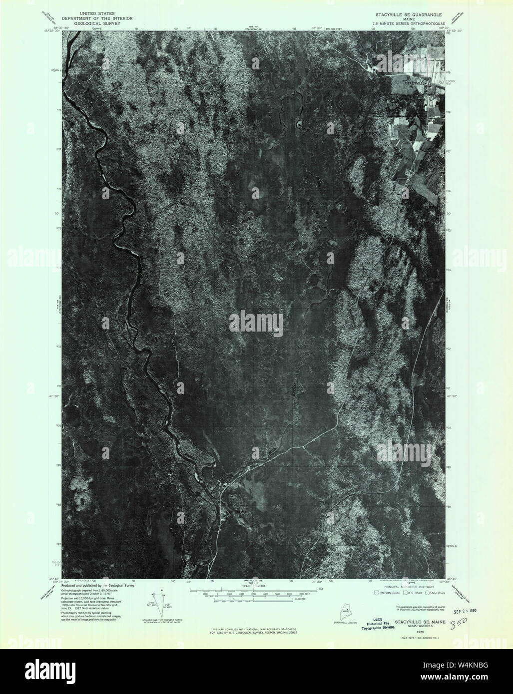 Maine USGS Historical Map Stacyville SE 807203 1975 24000 Restoration Stock Photo Alamy