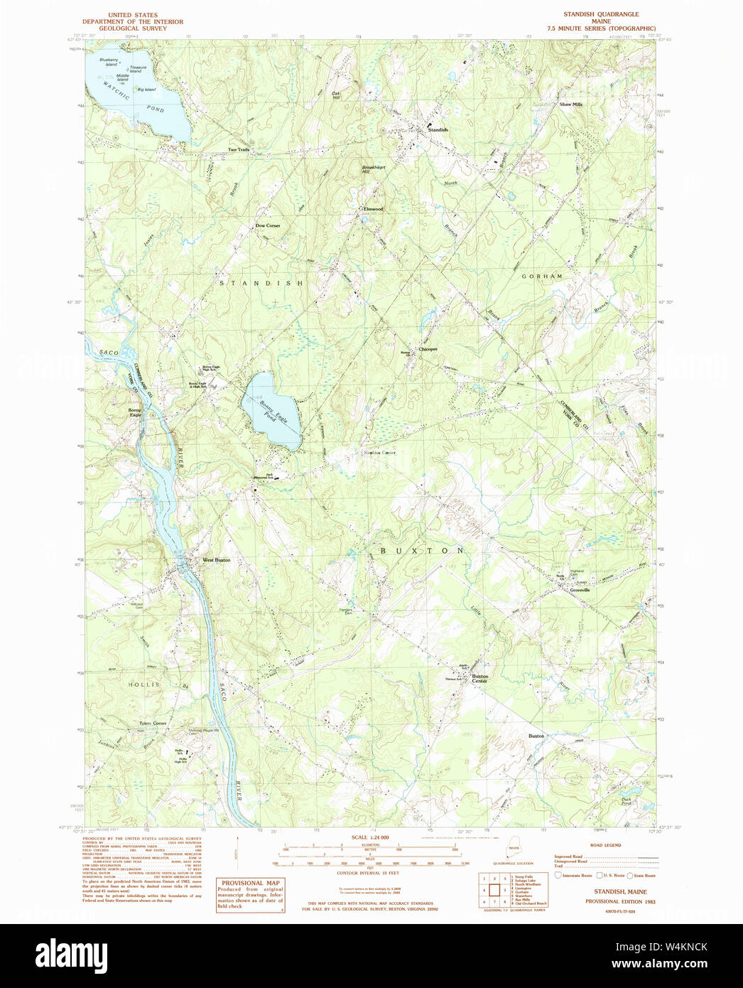 Maine USGS Historical Map Standish 103008 1983 24000 Restoration Stock