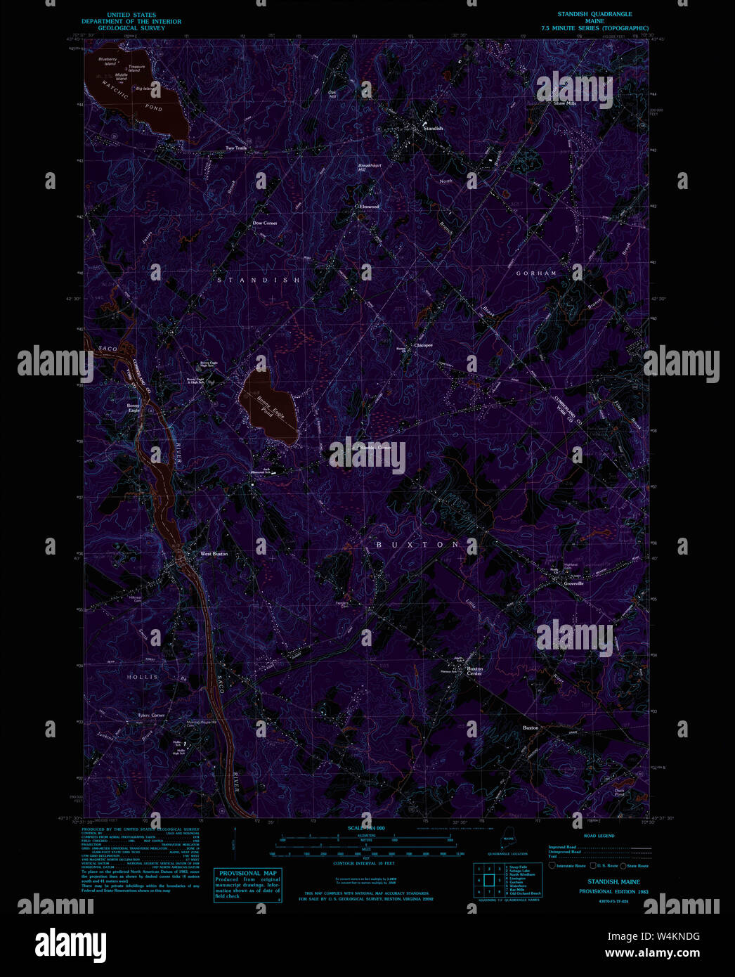 Maine USGS Historical Map Standish 103008 1983 24000 Inversion