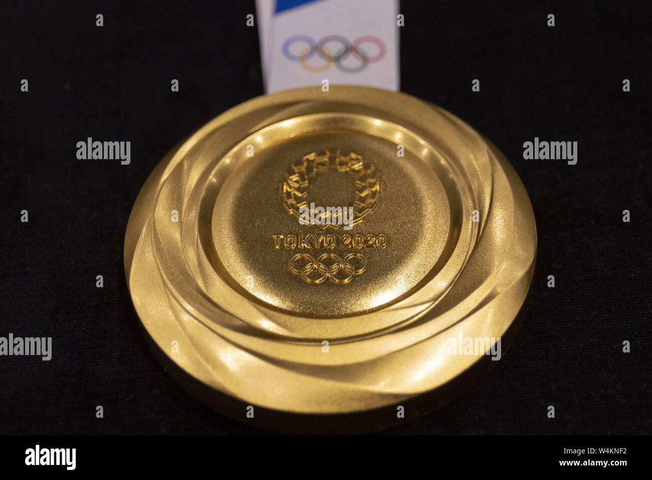 Tokyo Japan 24th July 2019 The Design For The Tokyo 2020 Olympic Gold Medal On Display During The One Year To Go Ceremony Organizers Unveiled The Designs For The Tokyo 2020 Medals