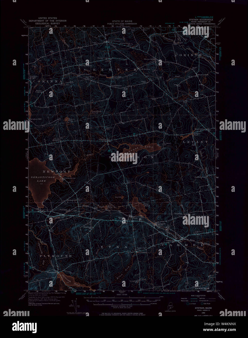 Maine USGS Historical Map Stetson 306800 1955 62500 Inversion