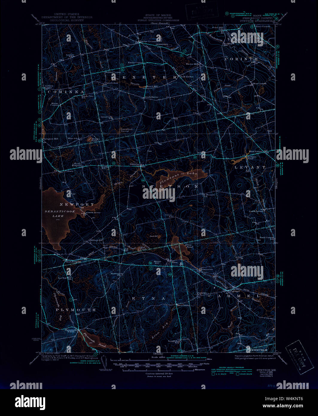 Maine USGS Historical Map Stetson 460930 1935 62500 Inversion