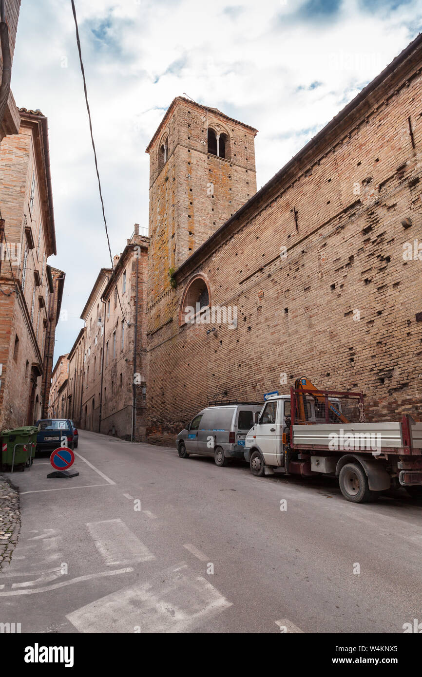 Fermo, Italy - February 12, 2016: Perspective street view of Fermo, Italian town Stock Photo