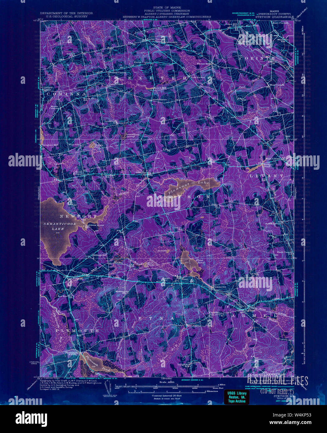 Maine USGS Historical Map Stetson 807689 1935 62500 Inversion