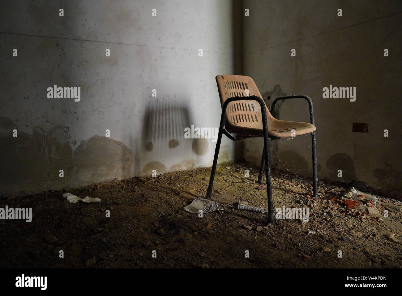 Spooky chair at the abandoned village lost place Argentiera, in ...