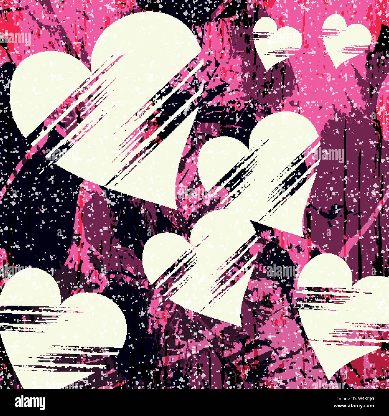 White heart and grunge texture abstract pattern Graffiti Stock Vector