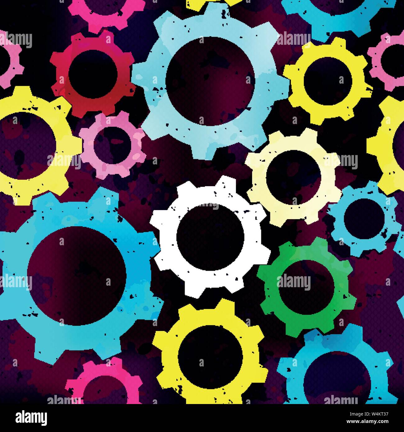 bright gears seamless abstract pattern Stock Vector
