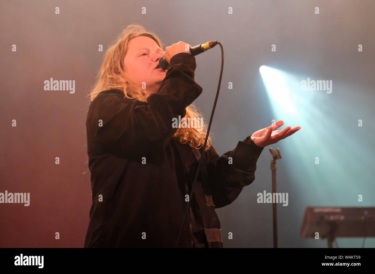 Kae (Kate) Tempest performing at The Larmer Tree Festival, UK. July 20, 2019 Stock Photo