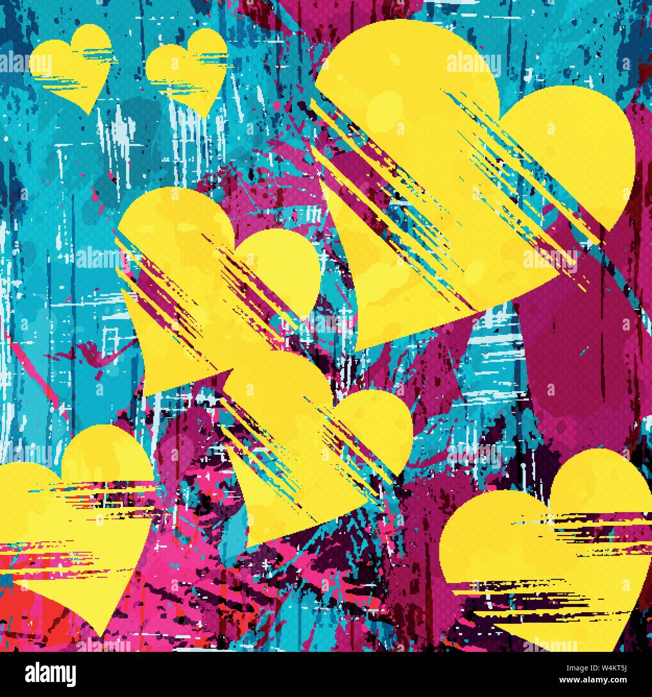 heart and grunge texture abstract pattern psychedelic graffiti Stock Vector
