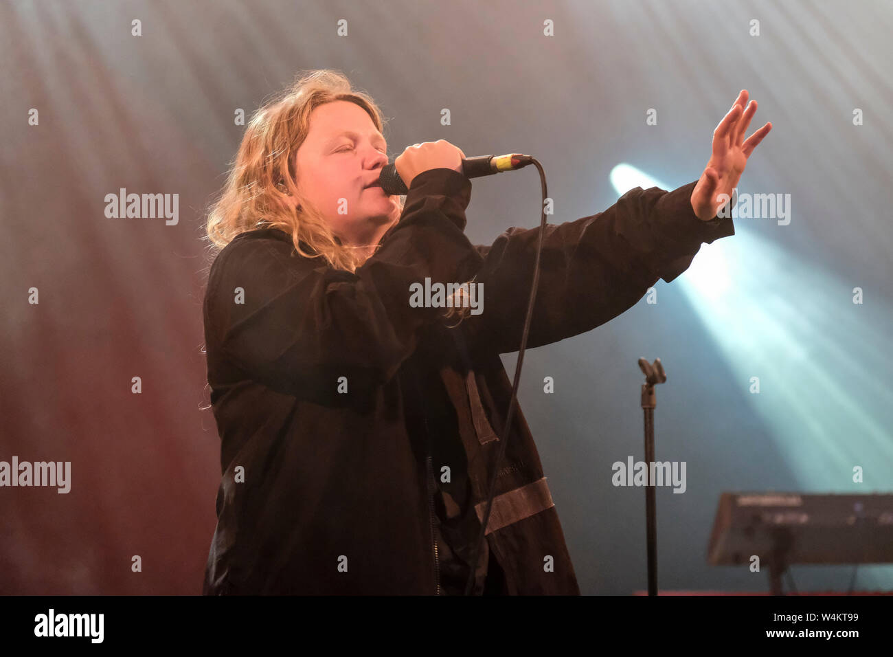 Kae (Kate) Tempest performing at The Larmer Tree Festival, UK. July 20, 2019 Stock Photo