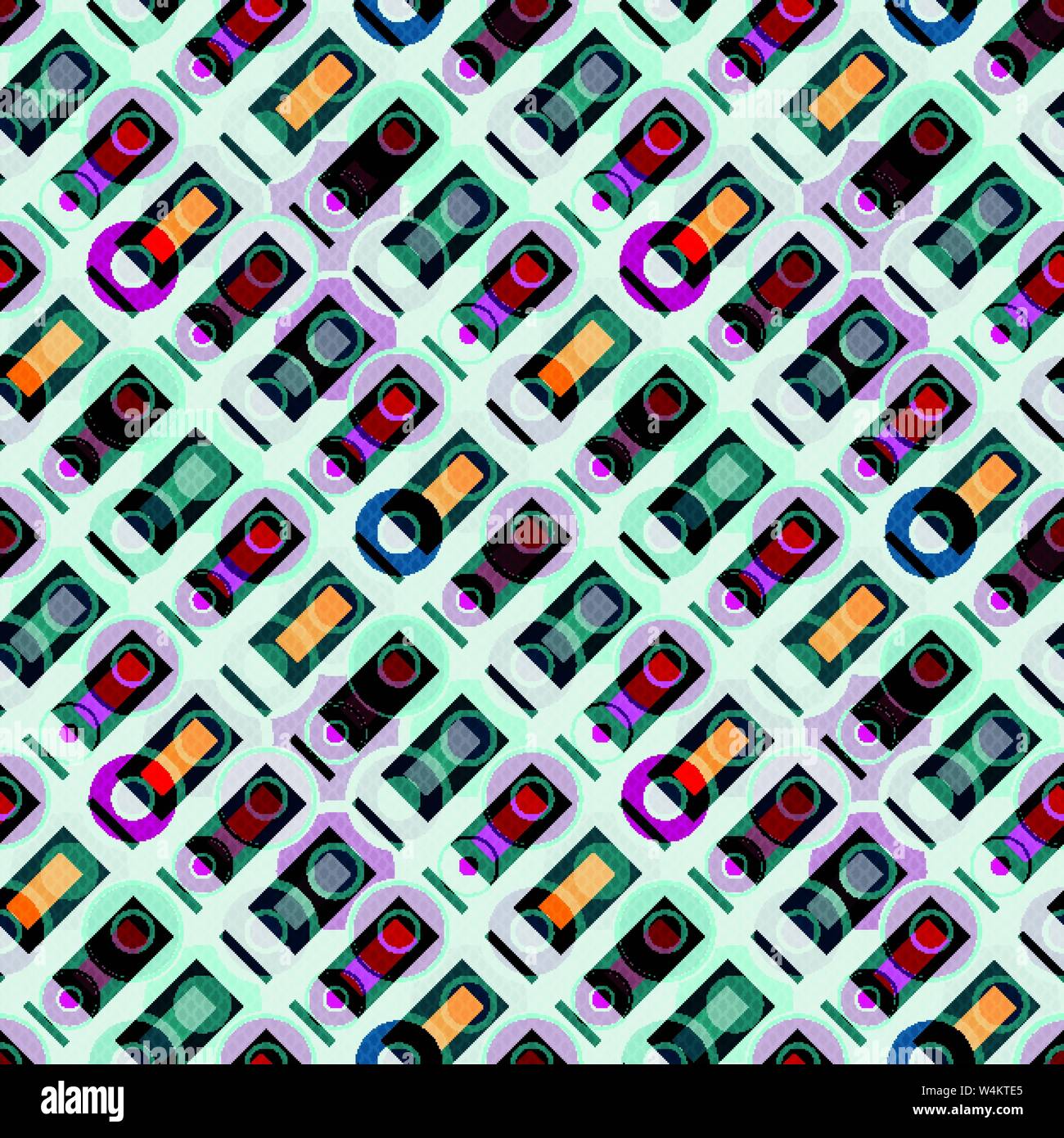 polygons and circles on a light background seamless pattern Stock Vector