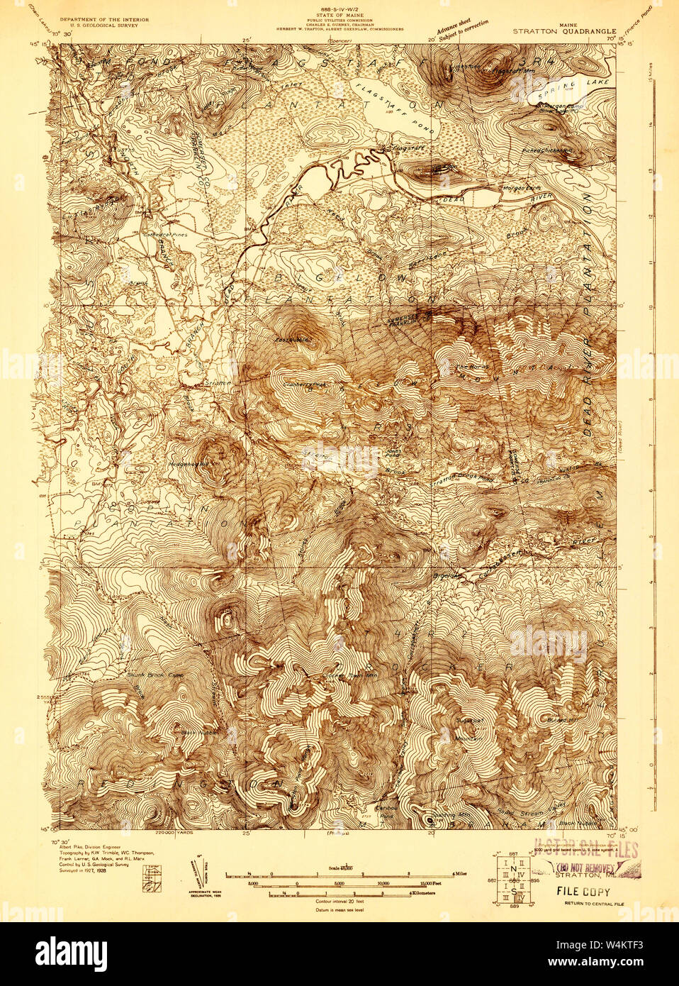 Maine USGS Historical Map Stratton 807695 1928 48000 Restoration Stock