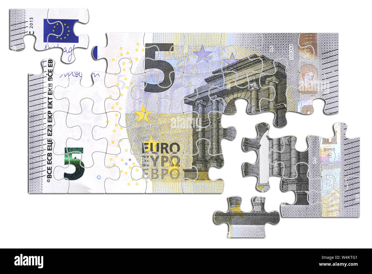 3D illustration. Five euro puzzle on white background Stock Photo - Alamy
