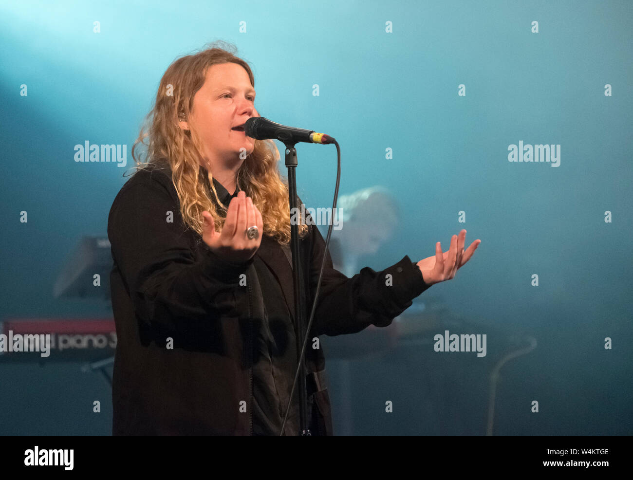 Kae (Kate) Tempest performing at The Larmer Tree Festival, UK. July 20, 2019 Stock Photo