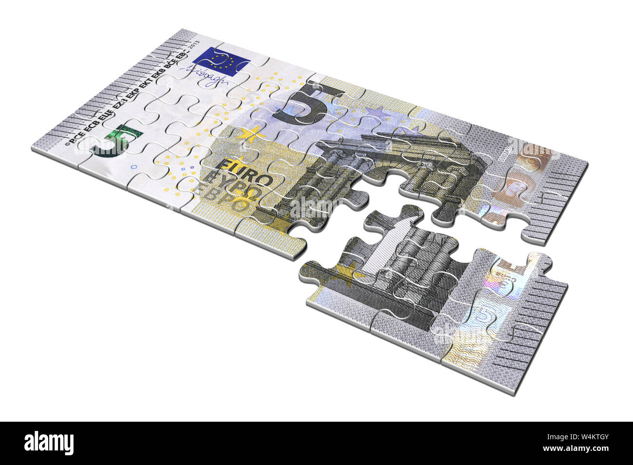 3D illustration. Five euro puzzle on white background Stock Photo - Alamy