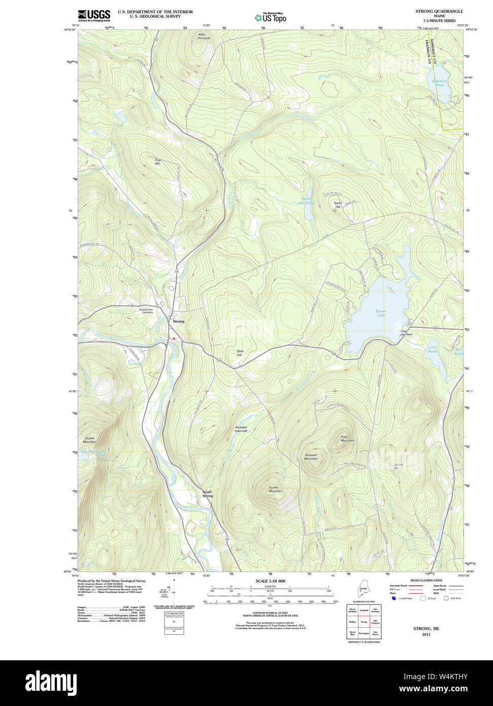 Maine USGS Historical Map Strong 20110829 TM Restoration Stock Photo