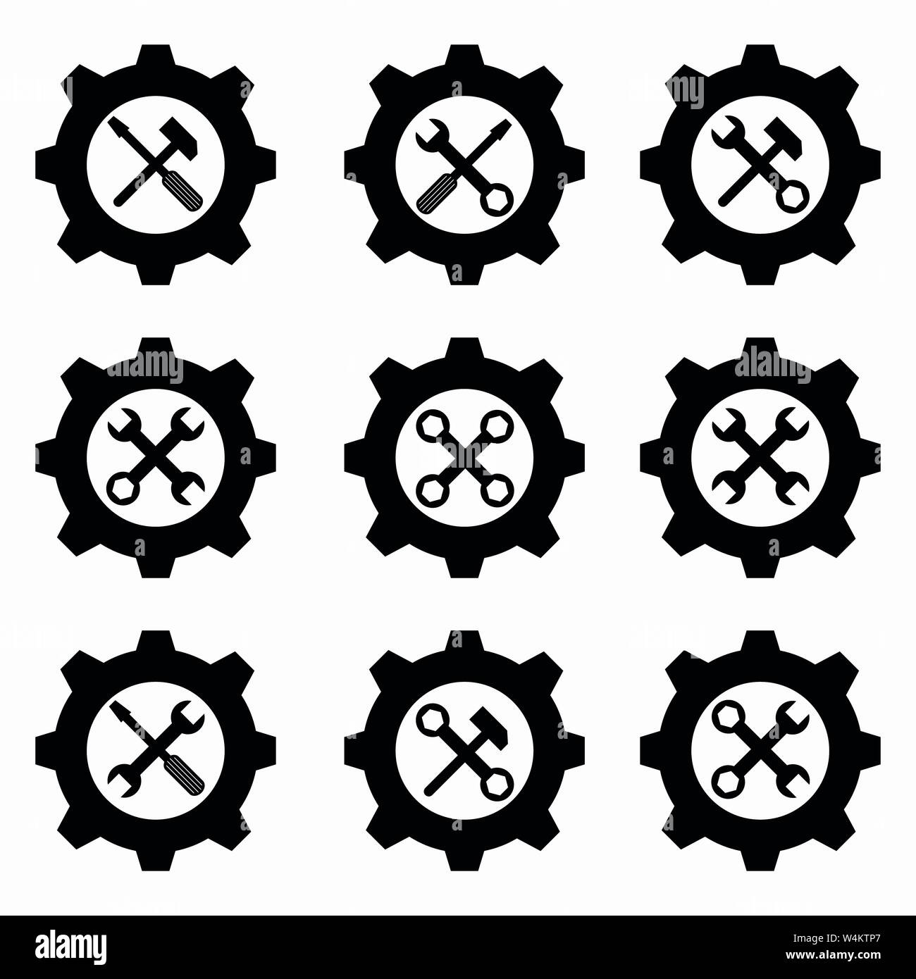 gear and wrenches black icons Stock Vector Image & Art Alamy