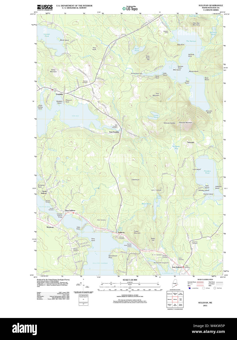 Maine USGS Historical Map Sullivan 20110909 TM Restoration Stock Photo