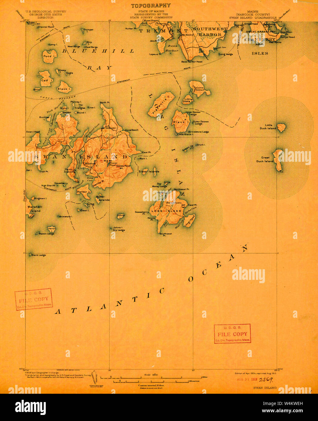 Maine USGS Historical Map Swan Island 807697 1904 62500 Restoration