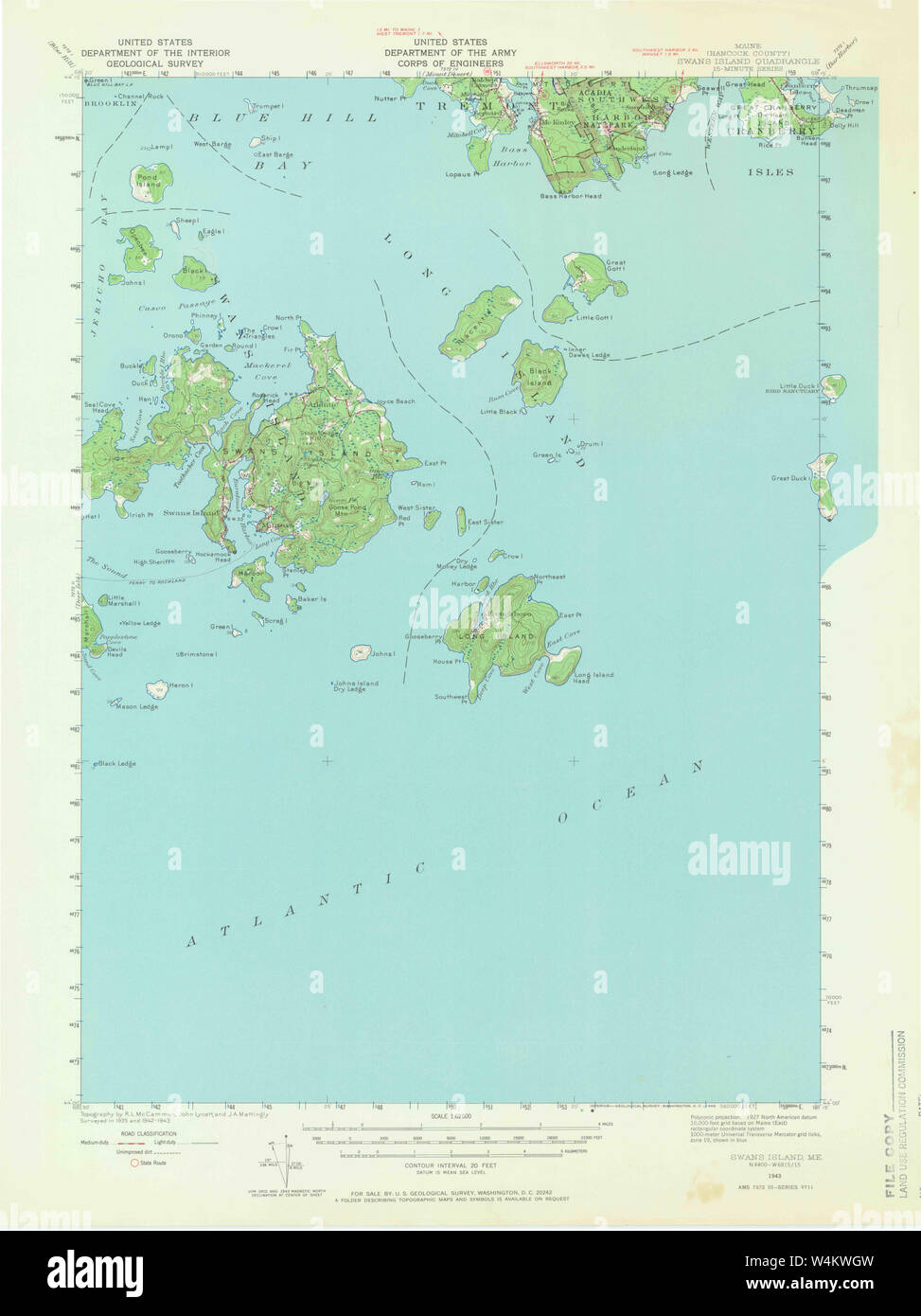 Maine USGS Historical Map Swans Island 306806 1943 62500 Restoration