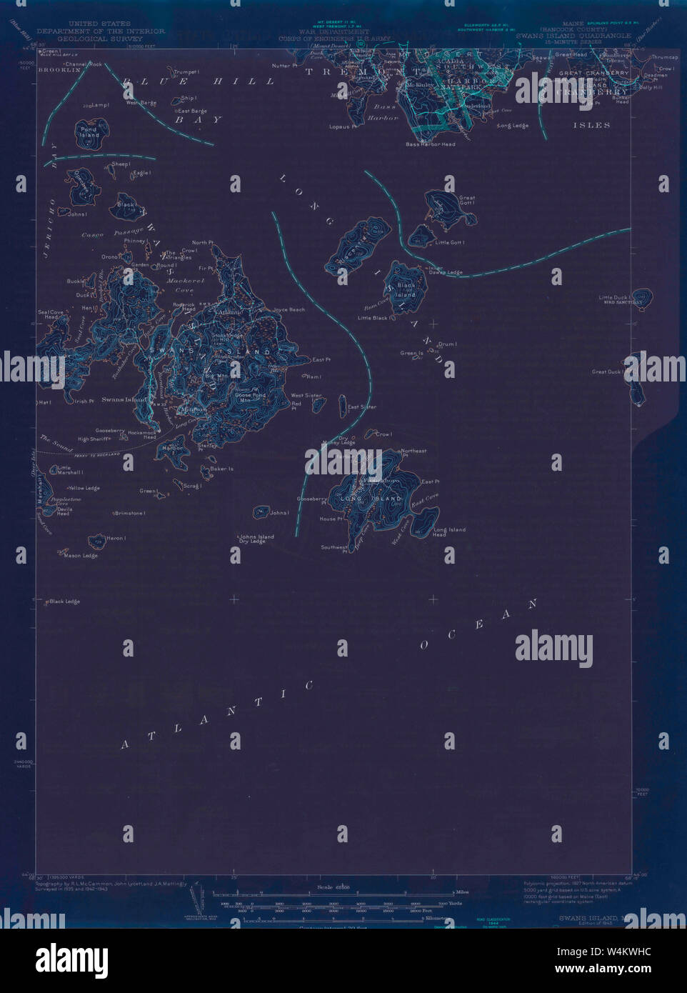 Maine USGS Historical Map Swans Island 306807 1945 62500 Inversion