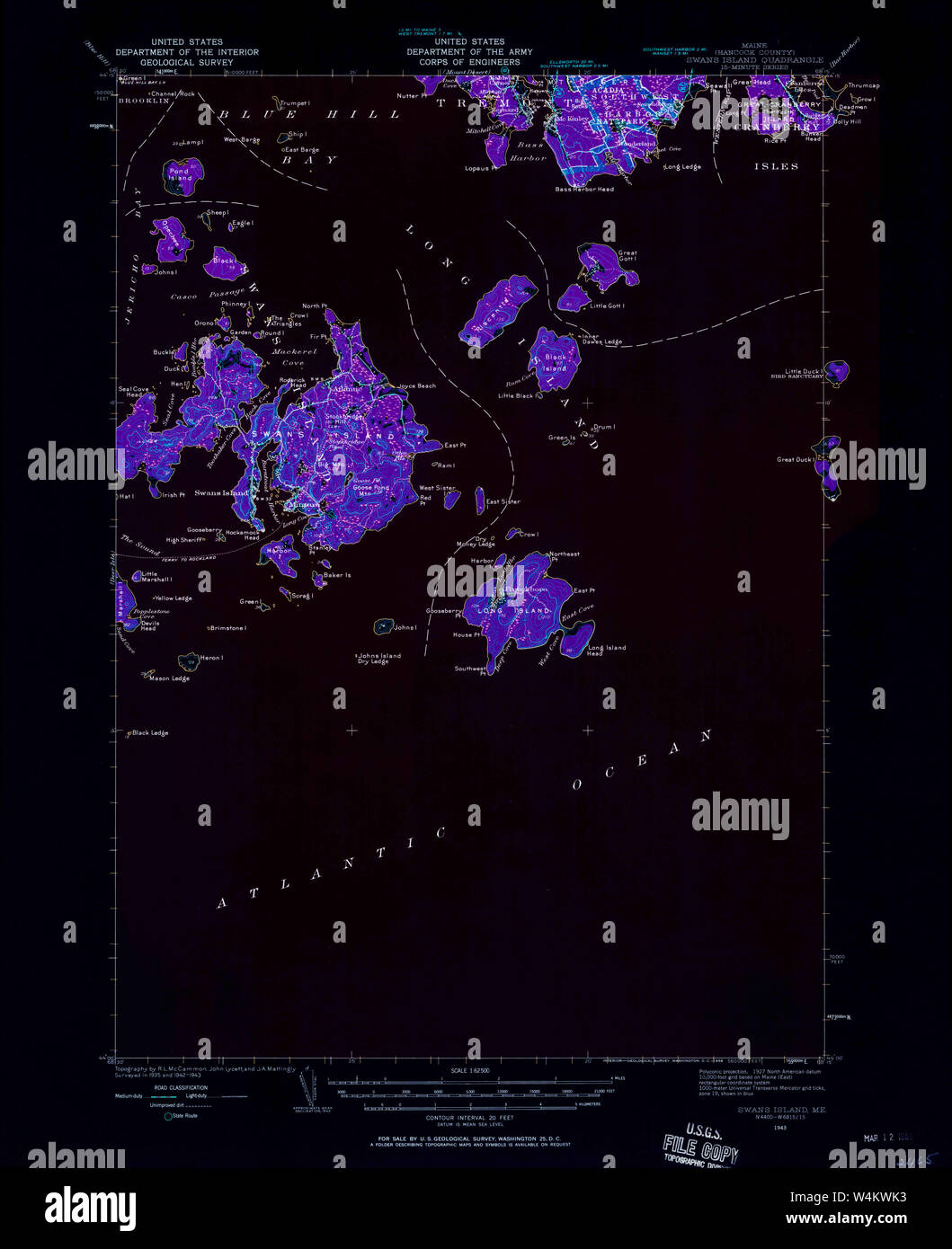 Maine USGS Historical Map Swans Island 460947 1943 62500 Inversion