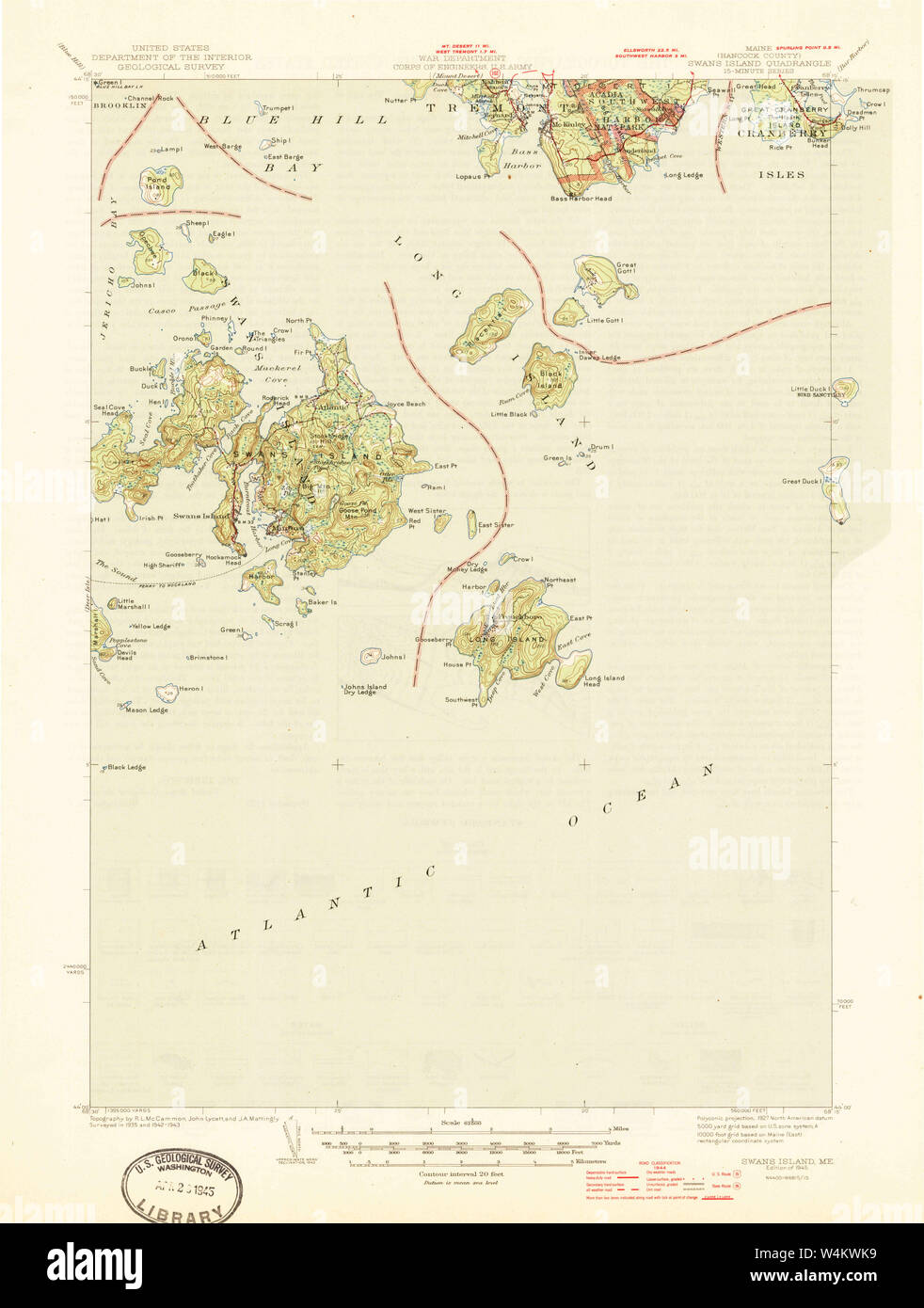 Maine Usgs Historical Map Swans Island 460946 1945 62500