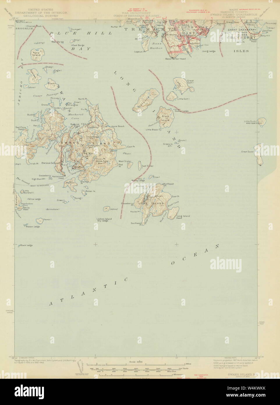 Maine USGS Historical Map Swans Island 306807 1945 62500 Restoration