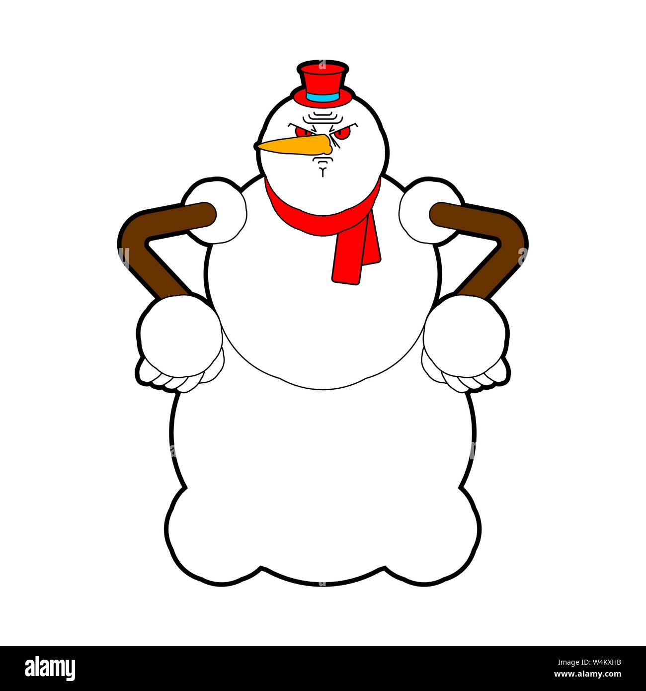 Angry snowman. Evil Santa Claus helper. ruffian New Year. Christmas Vector illustration Stock Vector