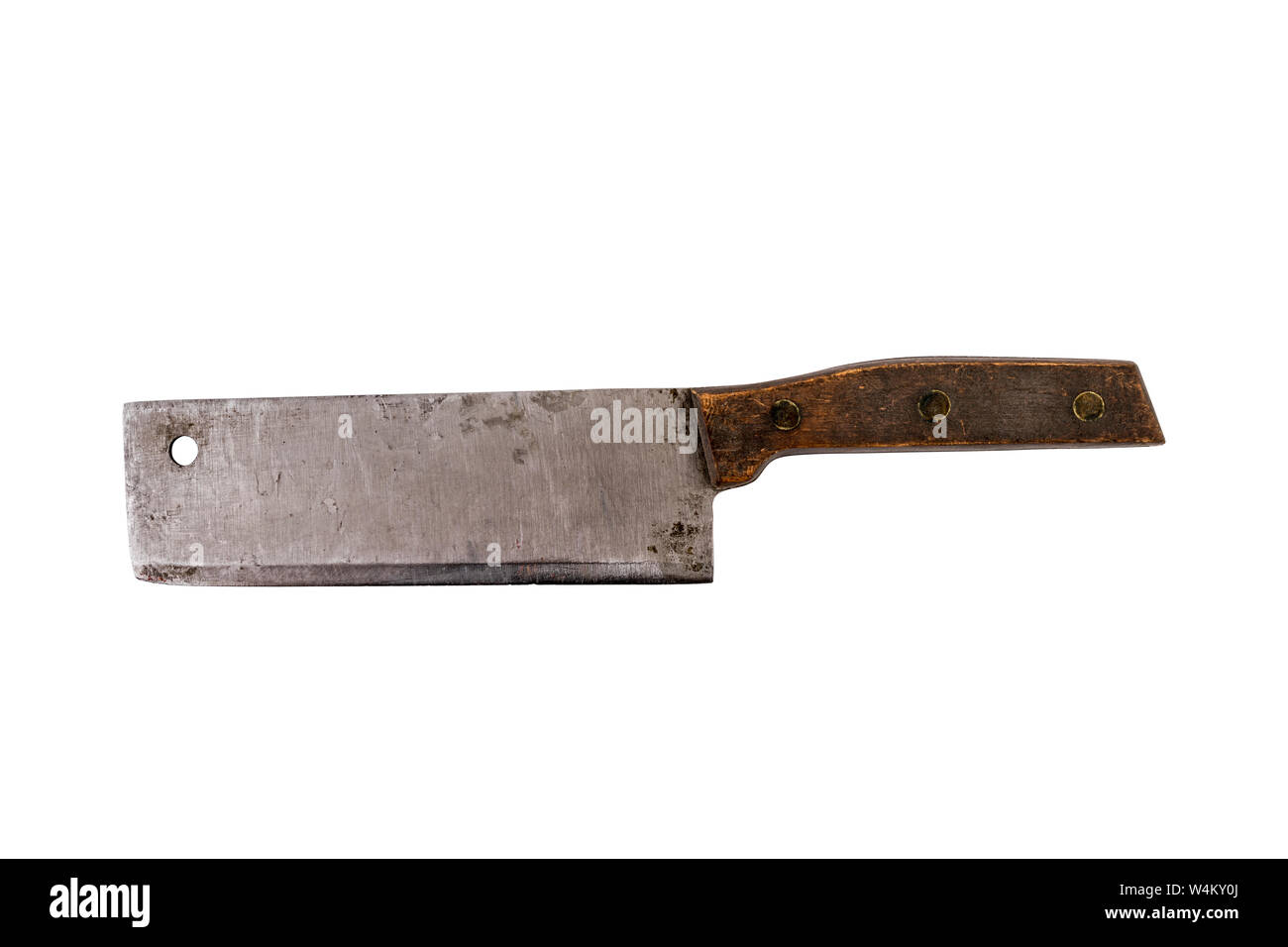 Old meat cleaver isolated on white background with cliiping path Stock Photo