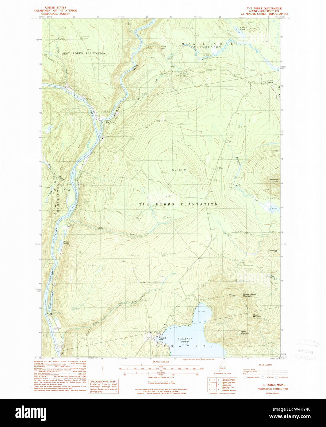 Maine USGS Historical Map The Forks 460961 1988 24000 Restoration