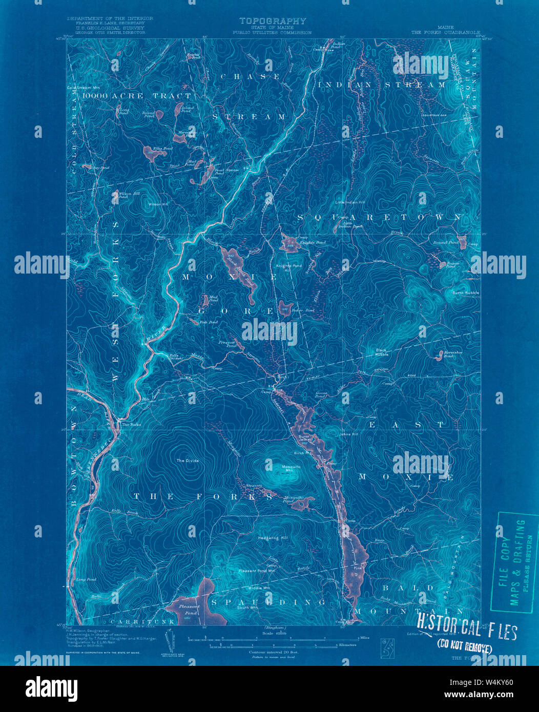 Maine USGS Historical Map The Forks 807702 1907 62500 Inversion