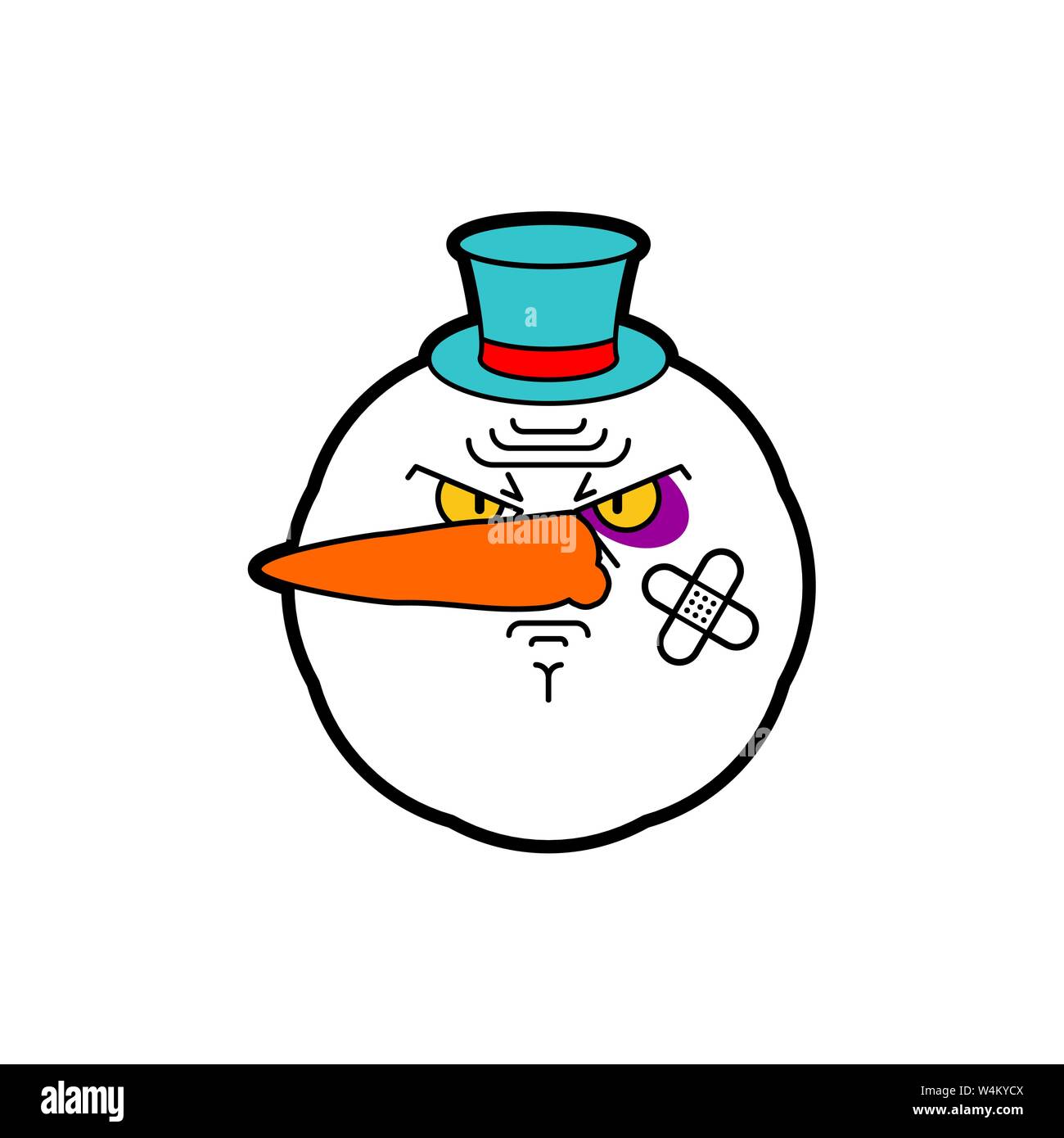 Angry snowman. Evil Santa Claus helper. ruffian New Year. Christmas Vector illustration Stock Vector