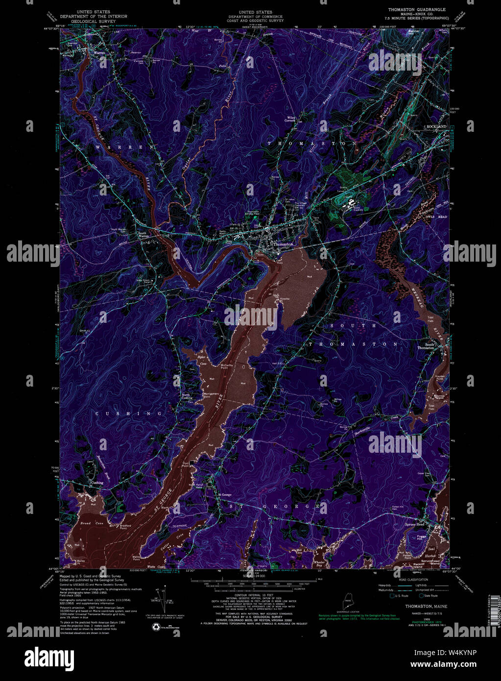Maine USGS Historical Map Thomaston 103029 1955 24000 Inversion