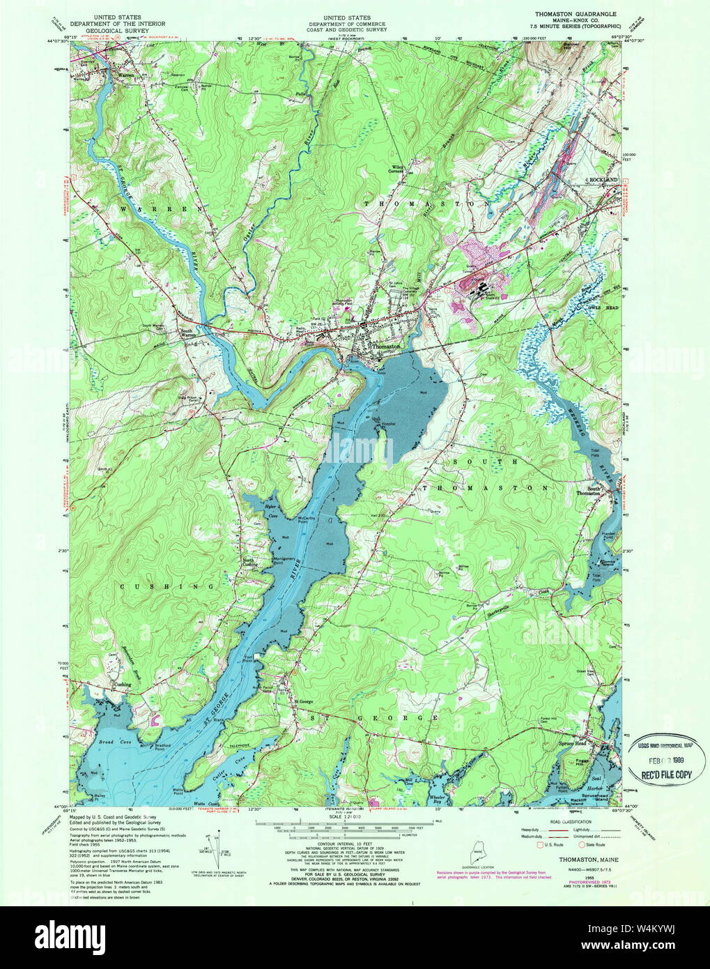 Maine USGS Historical Map Thomaston 807228 1955 24000 Restoration Stock Photo Alamy