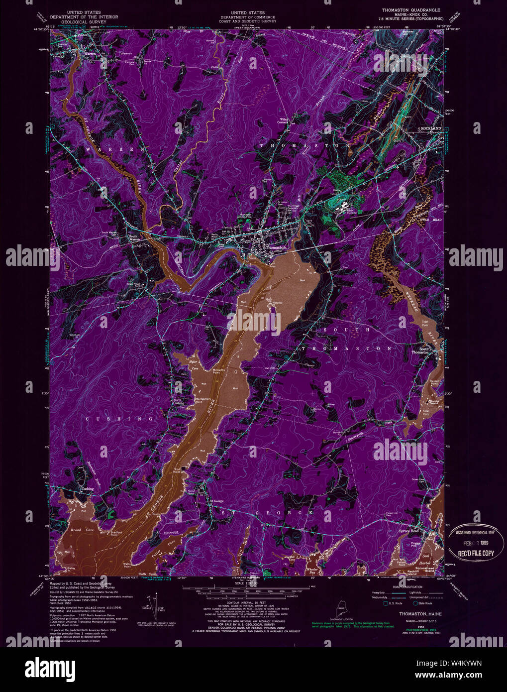 Maine USGS Historical Map Thomaston 807228 1955 24000 Inversion