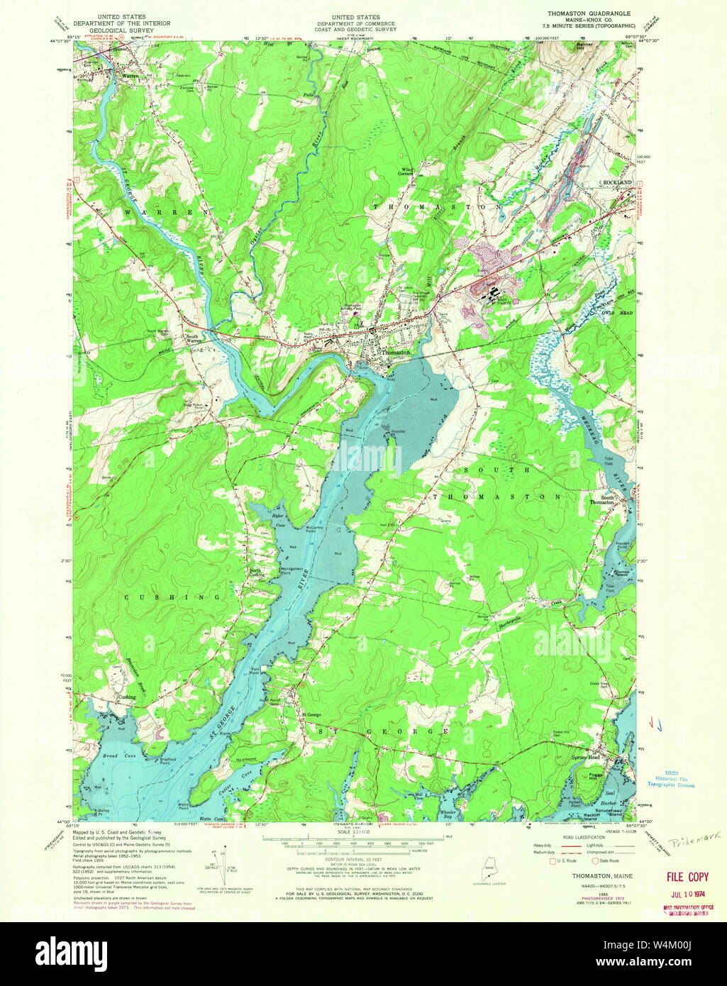 Maine USGS Historical Map Thomaston 807229 1955 24000 Restoration Stock Photo Alamy