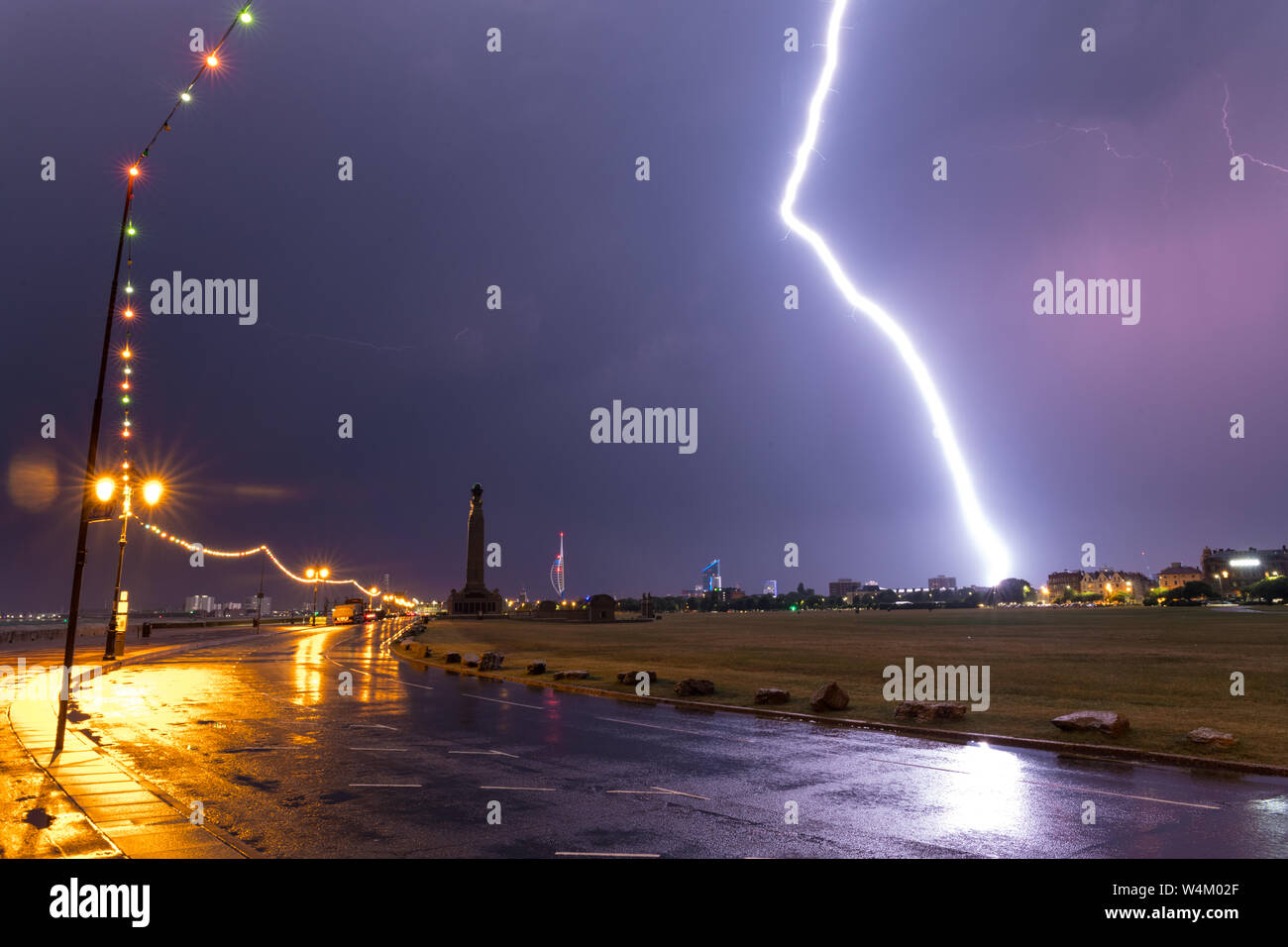 Lightning storms rage over Portsmouth on July 23rd 2019 Stock Photo Alamy