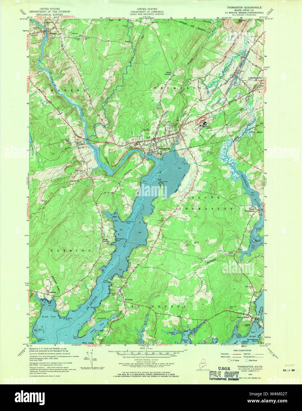 Maine USGS Historical Map Thomaston 807230 1955 24000 Restoration Stock