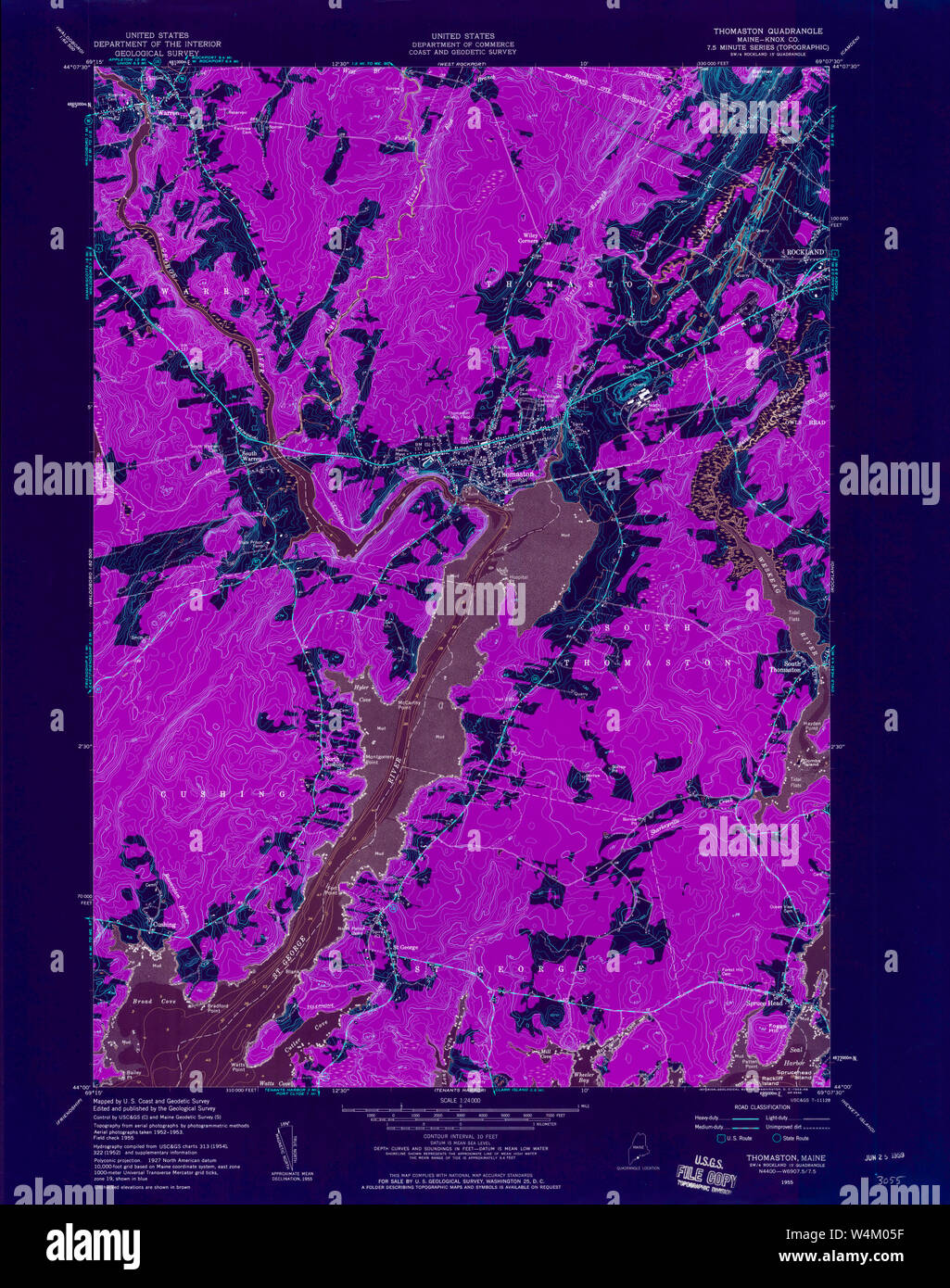 Maine USGS Historical Map Thomaston 807231 1955 24000 Inversion