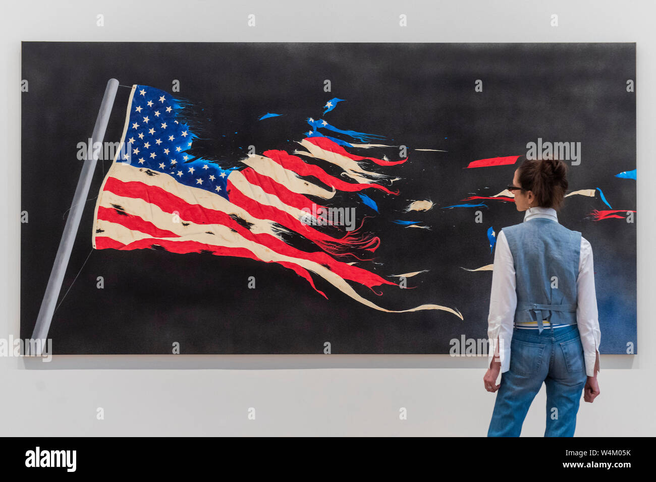 London, UK. 24th July, 2019. Our Flag 2017 - ARTIST ROOMS: Ed Ruscha at Tate Modern. The latest in the series of annual free displays in the dedicated ARTIST ROOMS gallery in Tate Modern’s Blavatnik building. It opens to the public on 26 July 2019 and will run until Spring 2020. Credit: Guy Bell/Alamy Live News Stock Photo