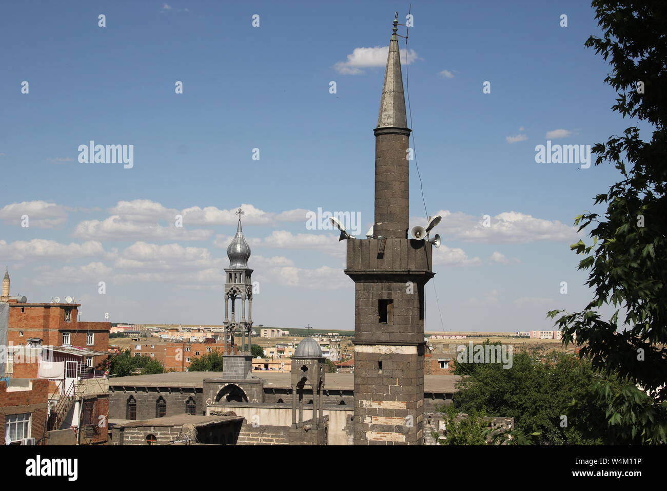 The Sheik Matar Mosque, Dort Ayakli Minare (Seyh Mutahhar Camii)- Diyarbakir Amed Stock Photo