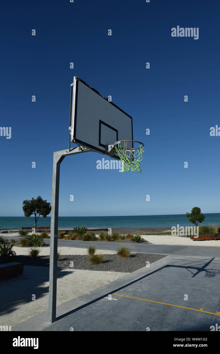 basket ball net on the beach Stock Photo