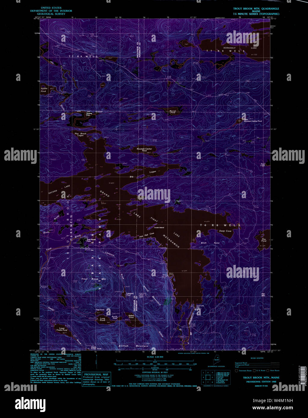 Maine USGS Historical Map Trout Brook Mtn 103037 1988 24000 Inversion