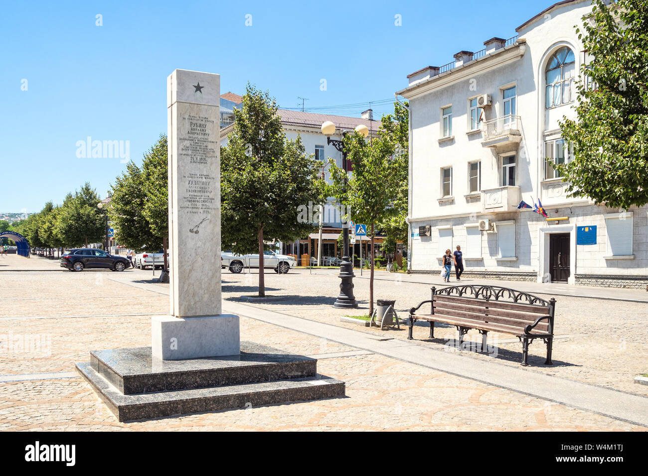 NOVOROSSIYSK, RUSSIA - JULY 7, 2019: Obelisk to the Heroes of the struggle for Soviet power on street of Novorossiysk Republic. Novorossiysk is city i Stock Photo