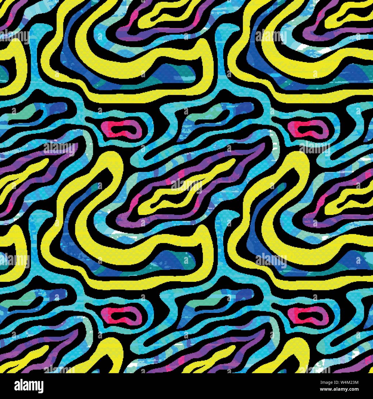 bright graffiti geometric seamless pattern grunge effect Stock Vector